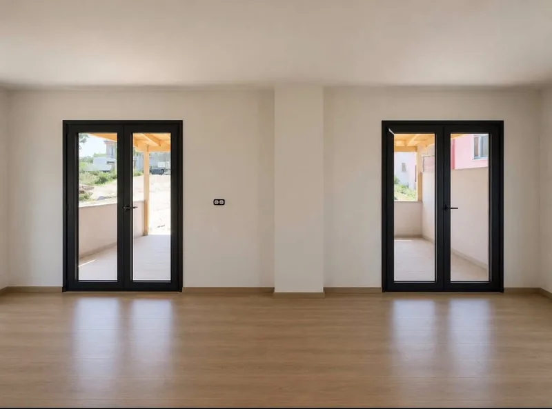 Salondan balkona açılan antrasit PVC balkon kapıları